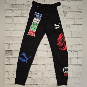 Puma Graphic Logo Jogger Sweatpants Black Streetwear Athletic Small